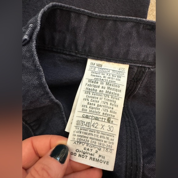 Carhartt Men’s FR Washed Duck Work Dungaree Dark Navy 100791-410 (Sz 42 X 30) - Picture 5 of 11